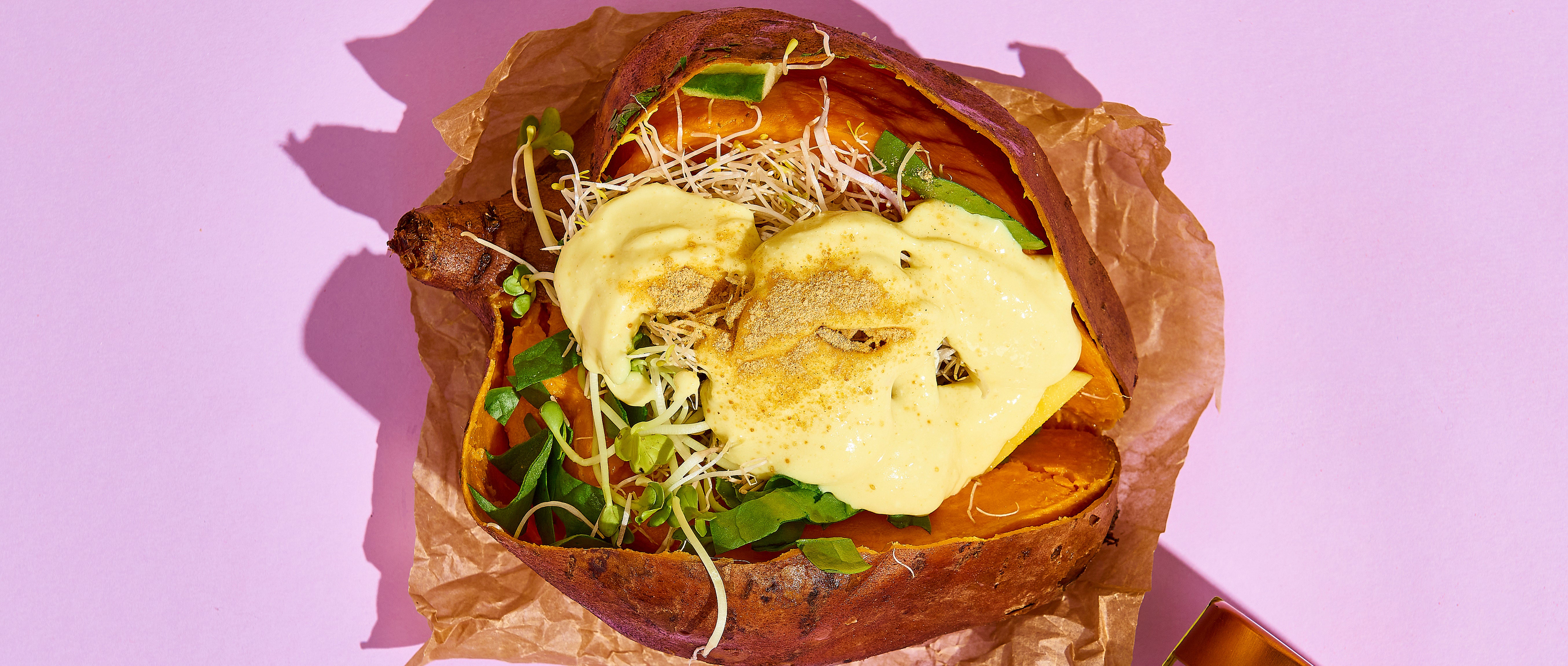 Gebackene Süßkartoffel mit Mango Curry-Fetacreme – J.Kinski